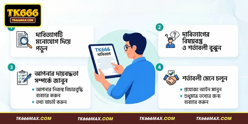 TK666 দাবিত্যাগ অনুসরণে ব্যবহারকারীর দায়িত্ব